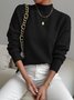 Women Plain Mock Neck Long Sleeve Street Daily Winter Sweater