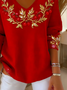 Women Christmas V Neck Long Sleeve Casual Daily Spring/Fall T-shirt