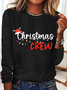 Women Christmas Crew Neck Cotton Long Sleeve Casual Daily Spring/Fall T-shirt