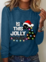 Women Christmas Crew Neck Cotton Long Sleeve Casual Daily Spring/Fall T-shirt
