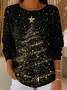 Women Christmas Crew Neck Long Sleeve Casual Daily Spring/Fall Sweater