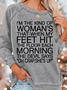 Women Text Letters Crew Neck Long Sleeve Casual Daily Spring/Fall Sweatshirt