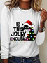 Women Christmas Crew Neck Cotton Long Sleeve Casual Daily Spring/Fall T-shirt