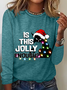 Women Christmas Crew Neck Cotton Long Sleeve Casual Daily Spring/Fall T-shirt