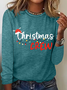 Women Christmas Crew Neck Cotton Long Sleeve Casual Daily Spring/Fall T-shirt