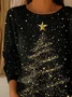 Women Christmas Crew Neck Long Sleeve Casual Daily Spring/Fall Sweater