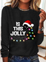 Women Christmas Crew Neck Cotton Long Sleeve Casual Daily Spring/Fall T-shirt