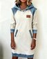 Women Multicolor Block Hoodie Casual All Season Daily Midi H-Line Sweashirt Dress