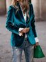 Women Plain Lapel Collar Long Sleeve Vintage Split Joint Spring/Fall Daily Blazer Outerwear
