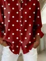Women Polka Dots Shirt Collar Long Sleeve Casual Daily Spring/Fall Shirt