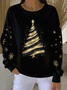 Women Christmas Crew Neck Long Sleeve Casual Holiday Spring/Fall Sweatshirt
