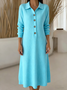 Women Plain Shawl Collar Casual Autumn Daily Maxi H-Line Sweater Dress