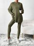 Women Plain Long Sleeve Top With Pants Casual Embossed Spring/Fall Hoodie Two-Piece Set