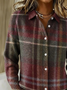 Women Plaid Shawl Collar Long Sleeve Vintage Daily Spring/Fall Cardigan