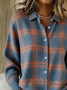 Women Plaid Shawl Collar Long Sleeve Vintage Daily Spring/Fall Cardigan