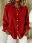 Women Plain Shawl Collar Half Sleeve Casual Daily Summer Shirt