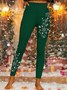 Women's Shiny Christmas Snowflake Print Casual Leggings