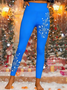 Women's Shiny Christmas Snowflake Print Casual Leggings