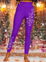 Women's Shiny Christmas Snowflake Print Casual Leggings