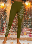 Women's Shiny Christmas Snowflake Print Casual Leggings