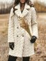 Women Plain Shawl Collar Flannel Jacket Long Sleeve Casual Jacquard Winter Daily Coat Outerwear