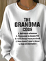Women Letter Pattern Crew Neck Cotton-Blend Long Sleeve Vintage Daily Spring/Fall Sweatshirt
