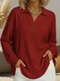 Women Plain Stand Collar Long Sleeve Casual Daily Spring/Fall T-shirt