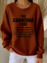 Women Letter Pattern Crew Neck Cotton-Blend Long Sleeve Vintage Daily Spring/Fall Sweatshirt