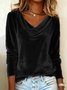 Women Plain Cowl Neck Long Sleeve Vintage Party Spring/Fall T-shirt