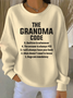 Women Letter Pattern Crew Neck Cotton-Blend Long Sleeve Vintage Daily Spring/Fall Sweatshirt