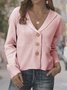 Beige Cotton-Blend Casual Sweater Cardigans