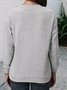 Gray Crew Neck Long Sleeve Casual Shirts Blouses