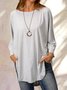 Women's Solid 3/4 Sleeve Cotton-Blend Casual T-shirt Tunics