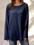 Cotton Casual Crew Neck Raglan Sleeve Solid T-shirt for Women