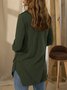 Solid Turtleneck Cotton-Blend Casual Tops