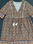 Orange Vintage Short Sleeve Weaving Dress