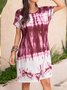 Short Sleeve Cotton-Blend Casual Knitting Dress