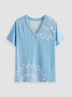 Mandala Printing Cotton Blends Casual T-shirt