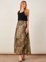 Casual Leopard Print Elastic Waist Loosen Long Skirt