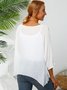 Printed/Dyed Casual Batwing Crew Neck Blouse