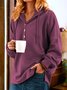 Casual Winter Solid Buttoned Knitted Fabric Long sleeve Loose Hooded H-Line Sweatshirt for Women