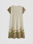 Honey Rose Floral Short Sleeve V Neck Cotton-Blend Dresses