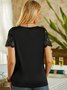 Black V Neck Casual Cotton Blends Short Sleeve T-shirt