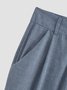 Casual Pockets Plain Buttoned Pants