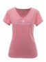 Pink Cotton-Blend Casual Round Neck T-shirt