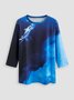 Women's Printed Long Sleeve Crew Neck Casual T-shirt