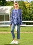 Cotton-Blend Casual A-Line Long Sleeve Shirts & Tops