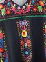 Tribal V Neck Cotton Blends Vintage Short Sleeve Tops