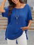 Women's Solid Cotton T-Shirts Casual Short Sleeve Top