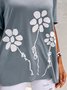 Women's Vintage Crew Neck Short Sleeve Floral T-shirt